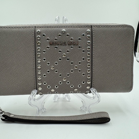 Michael Kors Gray Studded Large Continental Wallet - Picture 1 of 5